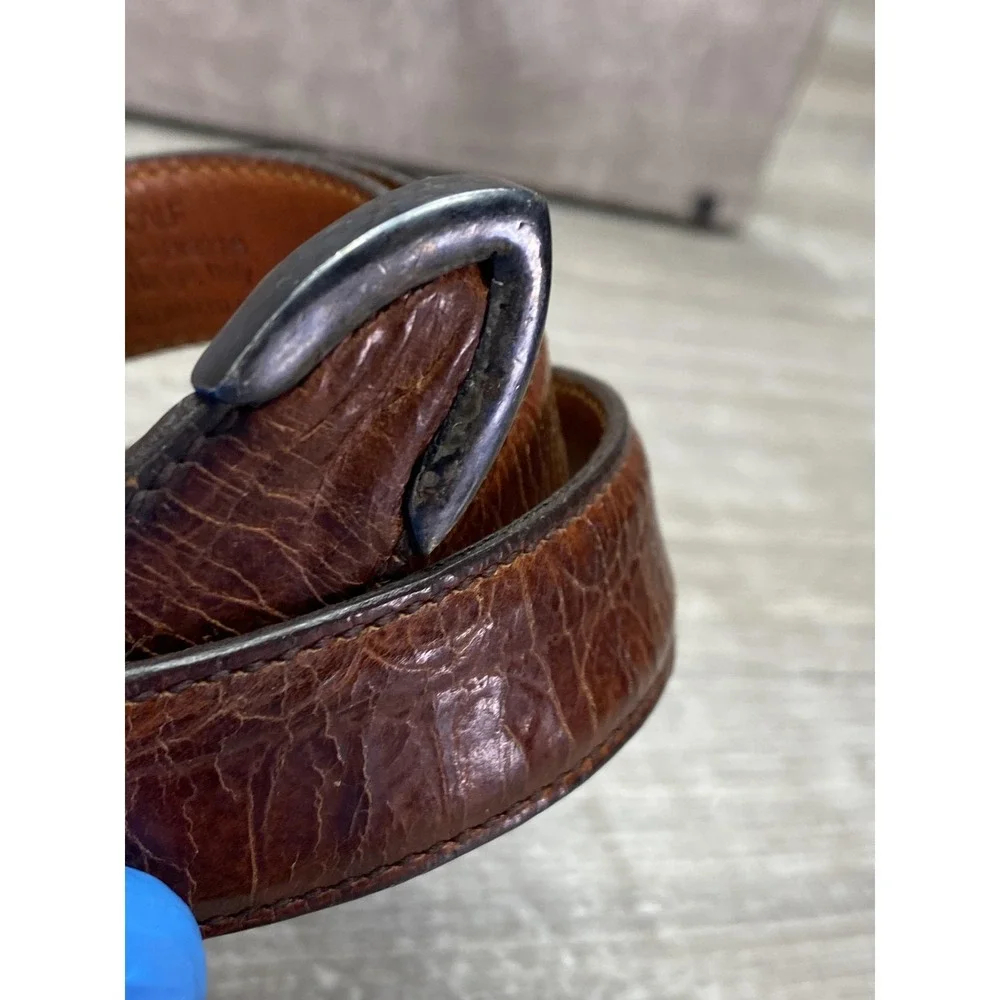 Trafalgar Kango Calf Belt Mens 34 Brown Leather Handmade‎ USA Dress Buckle